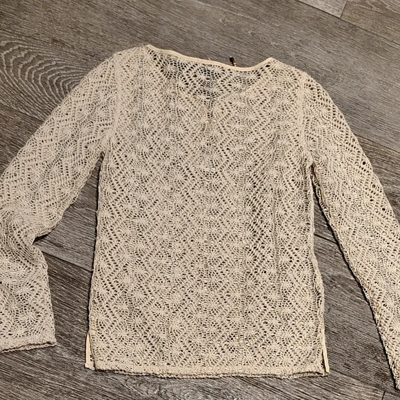 NWOT RALPH Lauren Crochet Open Knit Ecru Top Coverup Women's Sz S - Picture 4 of 9